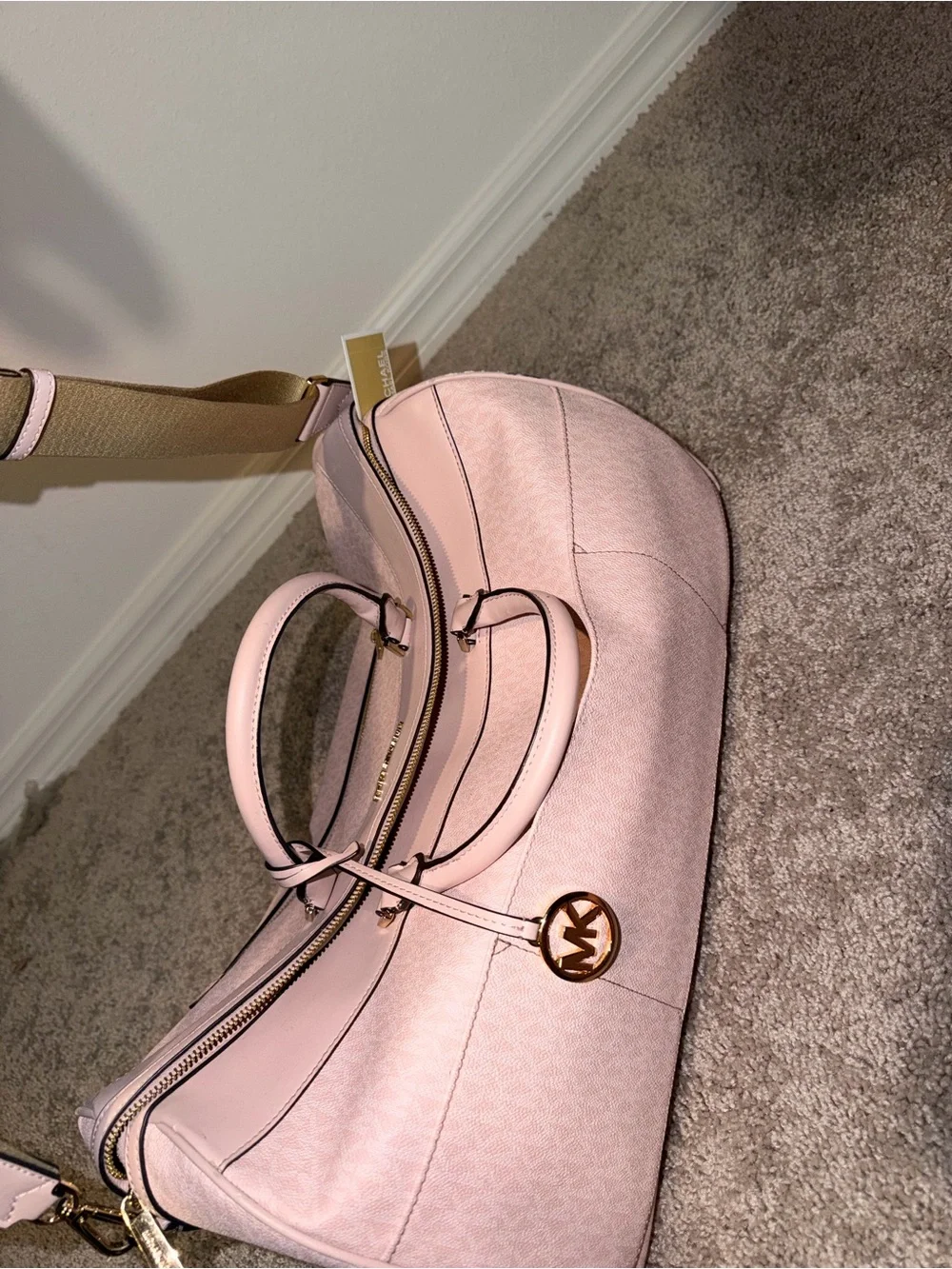Michael Kors Blush Pink Saffiano Satchel with Gold Accent